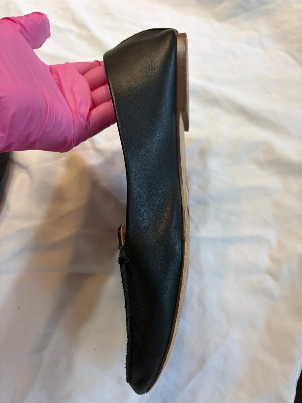 J. Crew Black Pointed Leather Slip-On Flats